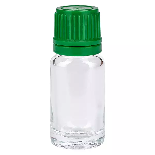 10ml flaska 11mm skruvkork grönt manipulationsskyddat lock ClearLine UT18/10 10ml flaska 11mm skruvkork grönt manipulationsskyddat lock ClearLine UT18/10