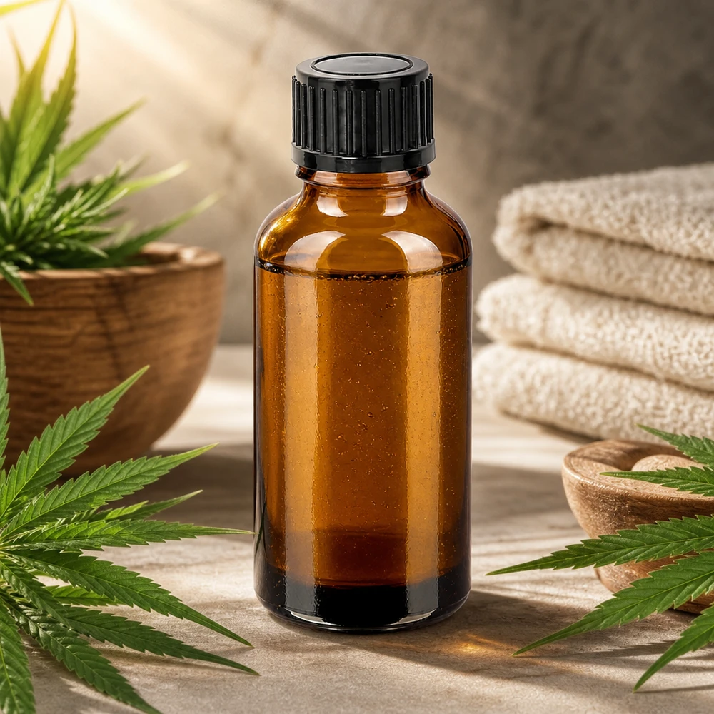 Högkvalitativ 30 ml glasflaska i bärnstensfärg med robust svart lock för aromaterapi