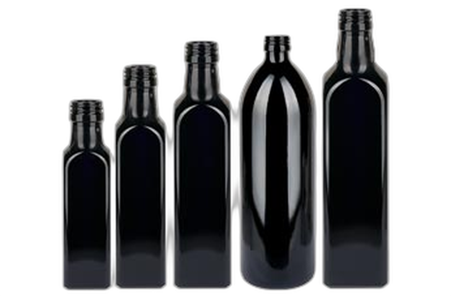 Oljeflaskor i violett glas