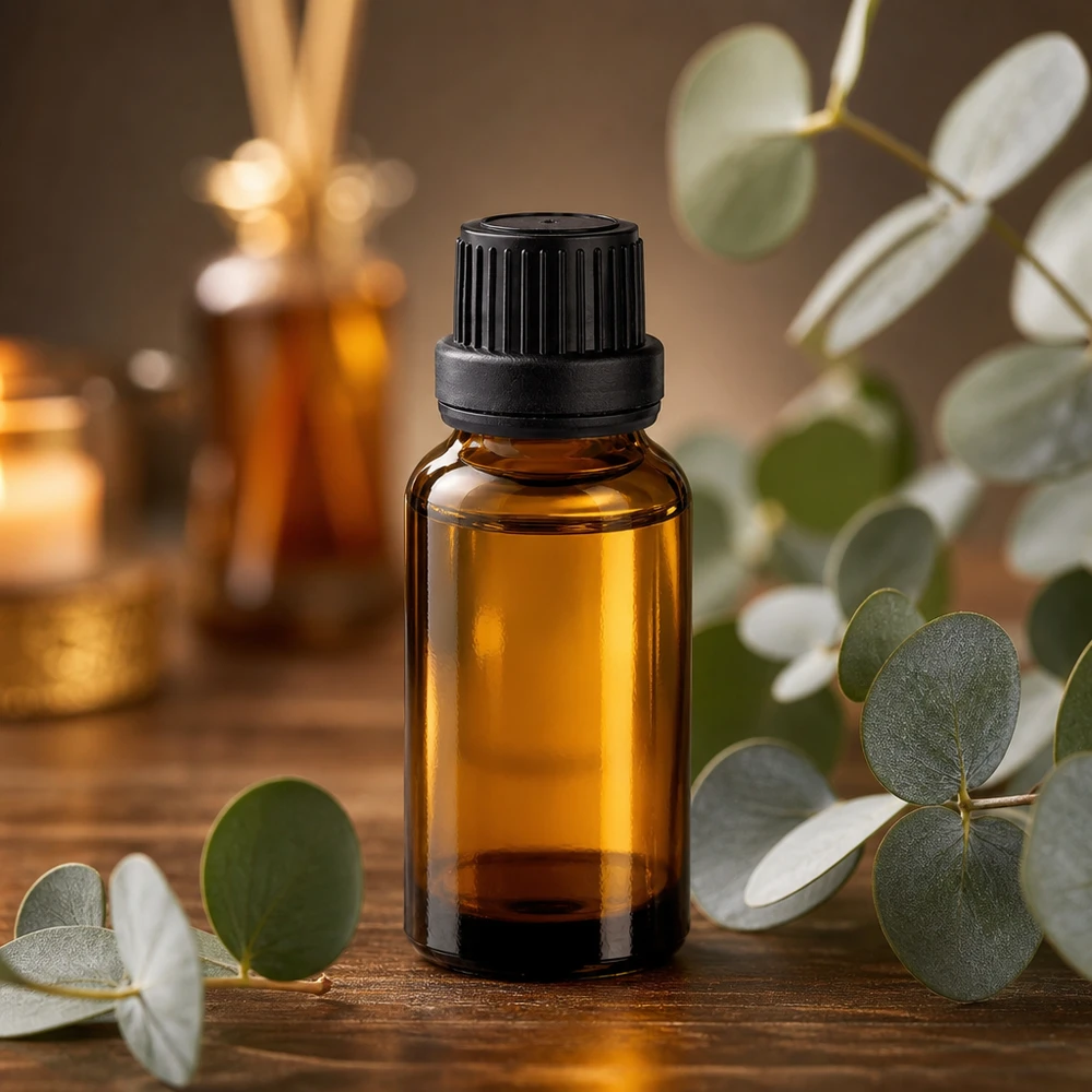 Apoteksflaska brun 20ml skruvkork svart manipulationsskyddad förslutning Liten 20 ml apotekarflaska i brunt glas med svart skruvlock för eteriska oljor