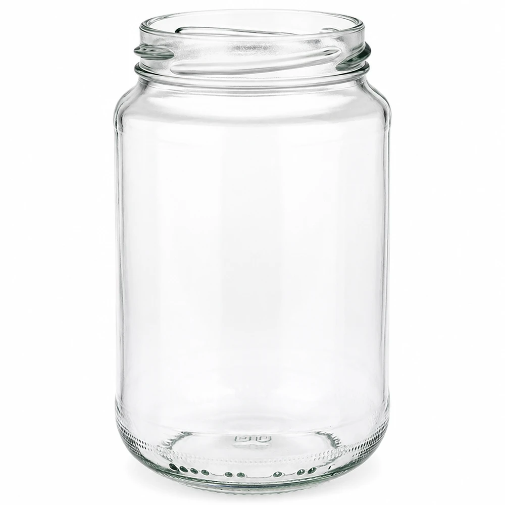 375ml rund burk utan lock (TO63) UNiTWIST UNiTWIST Runda375 rund burk 375ml TO63 tom konserveringsburk av klarglas med skruvgänga för konservering