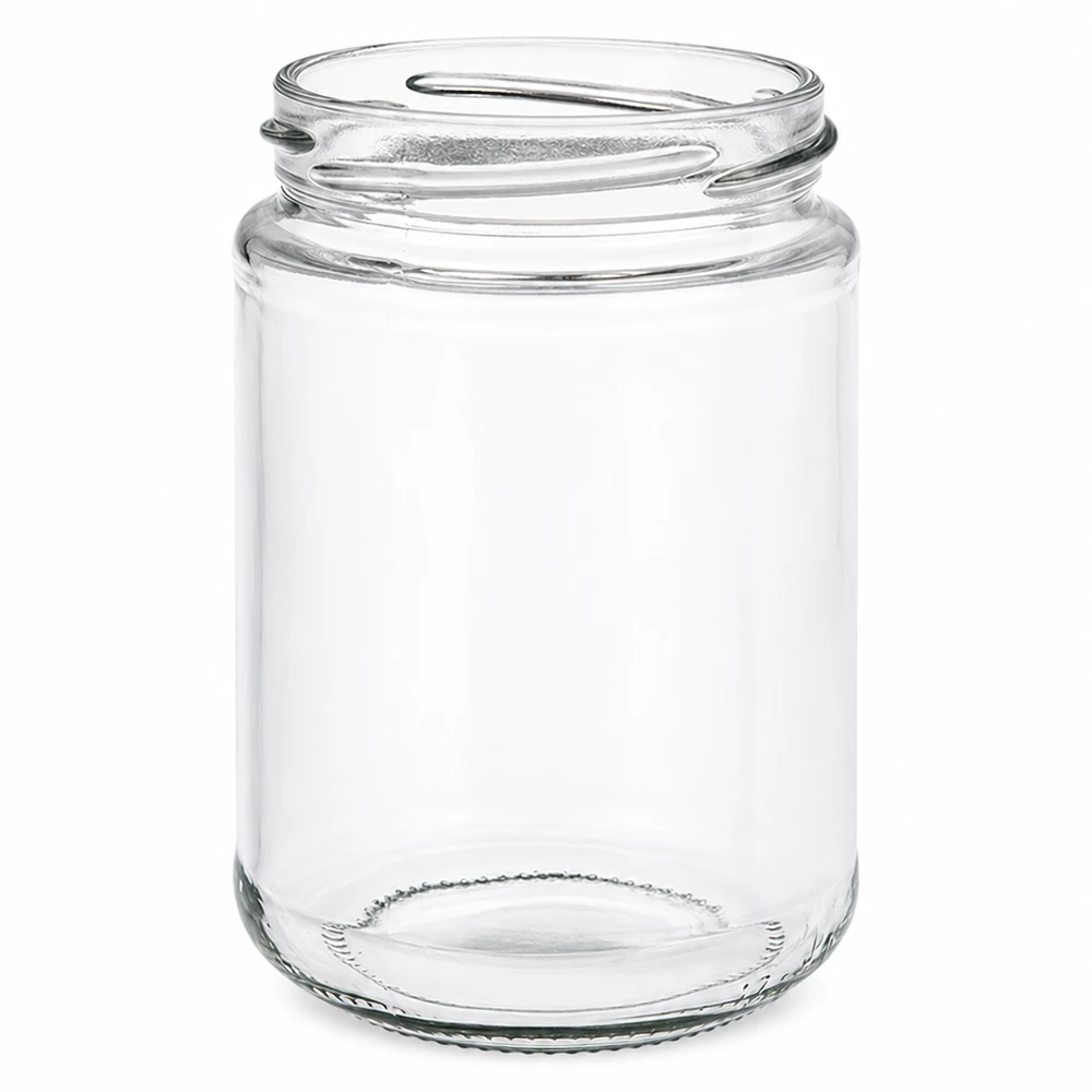390ml rund burk utan lock (TO70) UNiTWIST UNiTWIST Runda390 rund burk 390ml TO70 skruvgänga tom konserveringsburk transparent utan lock