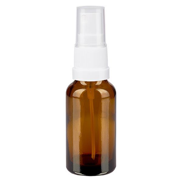Apoteksflaska brun 20ml spray topp vit Apoteksflaska brun 20ml spray topp vit