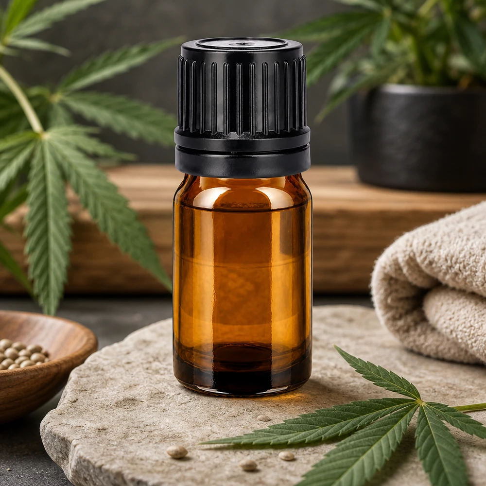 Kompakt 5 ml BrownLine-flaska med svart säkerhetslock för kosmetika och vårdprodukter