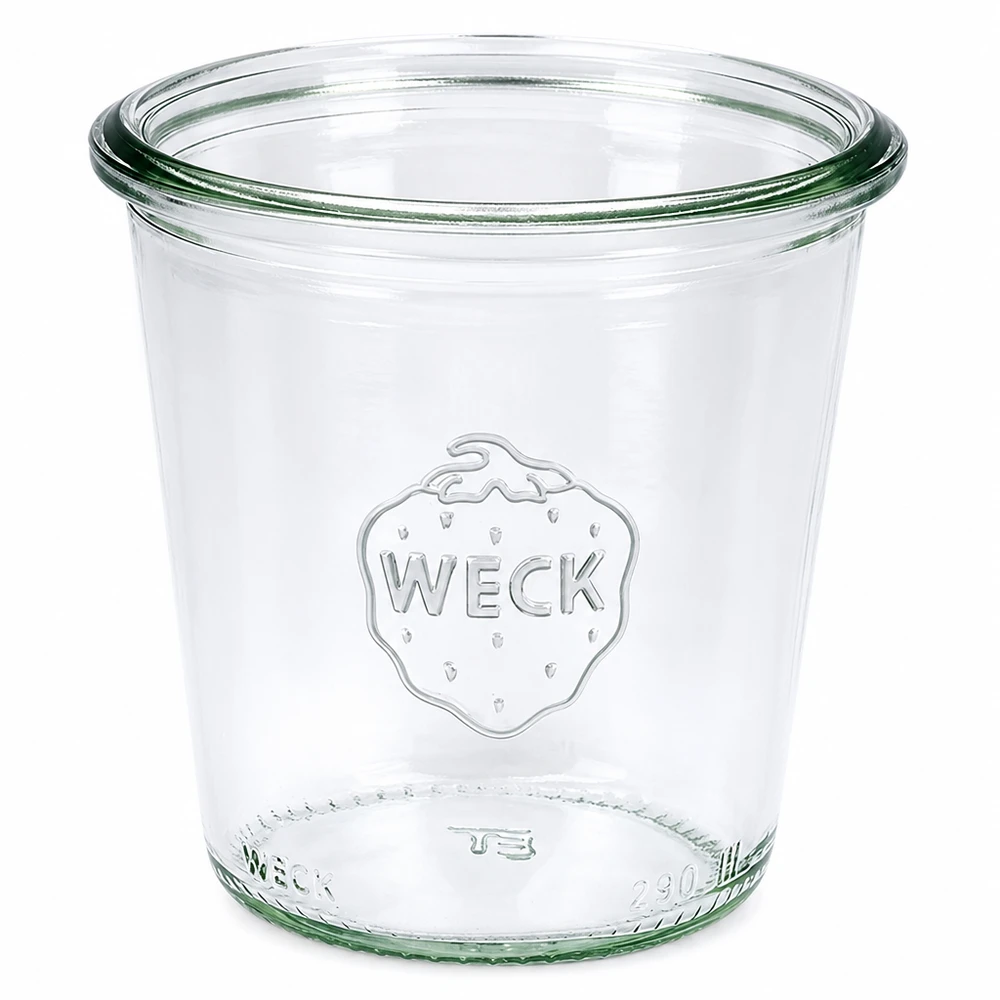 290 ml högt burkglas WECK RR80 WECK glas 290ml RR80 hög transparenta med WECK-logotyp för konservering och konservering