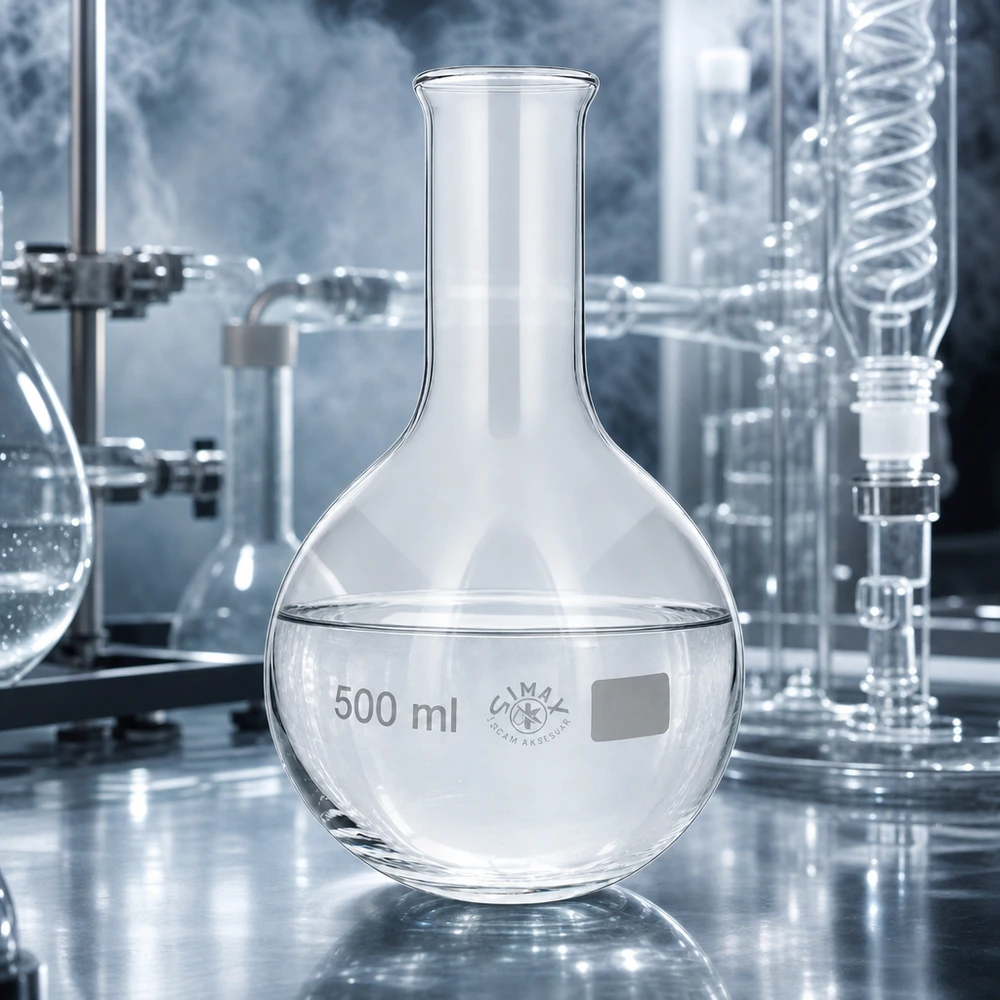 Stående kolv 500ml smal hals Professionell 500 ml kolv med rund botten och stabilt stativ för laboratorieapplikationer och kemiska synteser