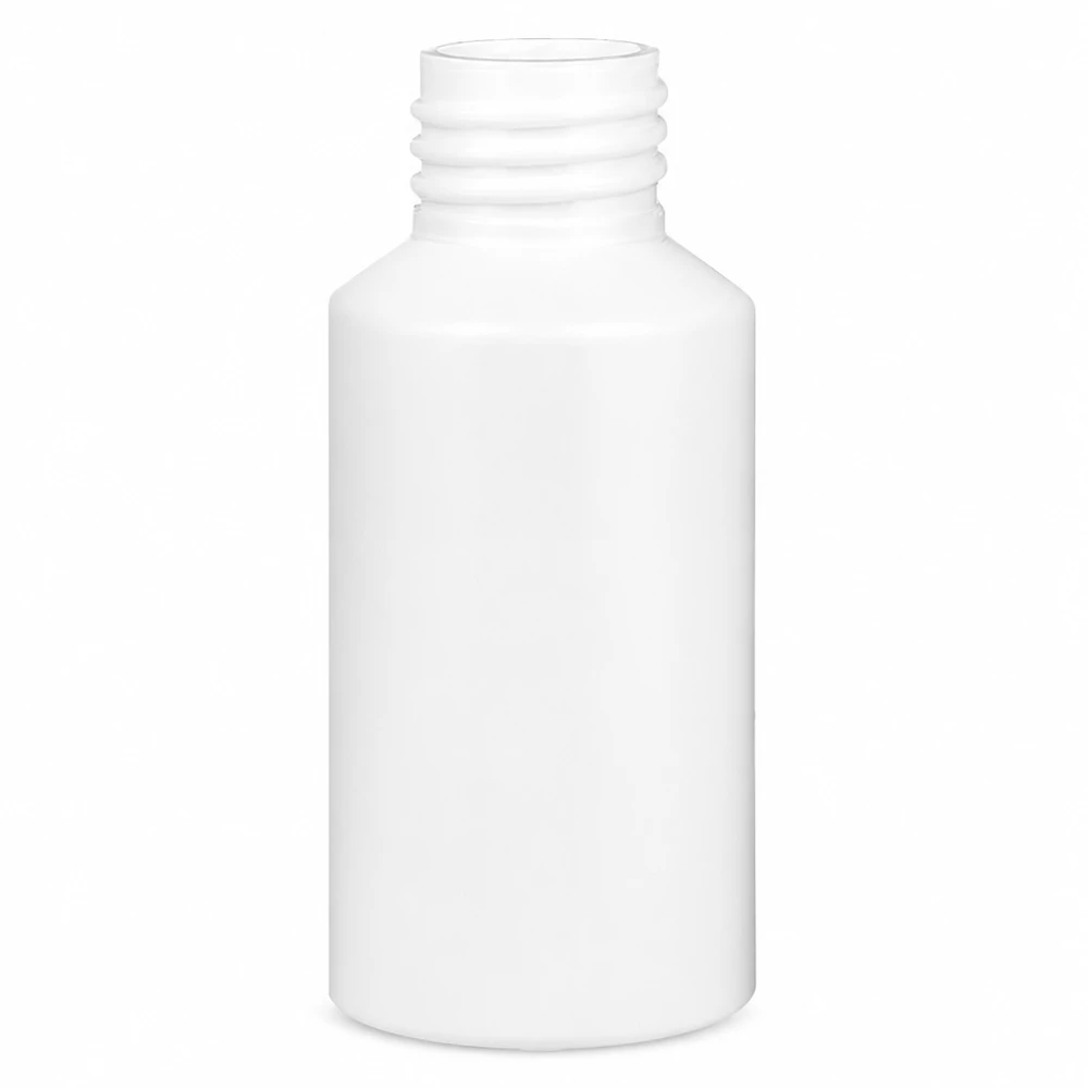 Apoteksflaska HDPE 50ml vit, utan lock Vit HDPE-apotekflaska, 50 ml, utan lock, för farmaceutiska tillämpningar