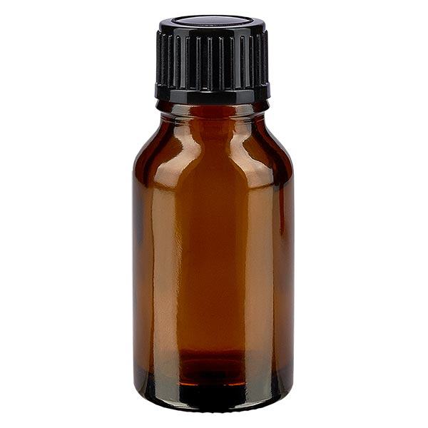 Apoteksflaska brun 15ml dropplock 1mm svart standard Apoteksflaska brun 15ml dropplock 1mm svart standard
