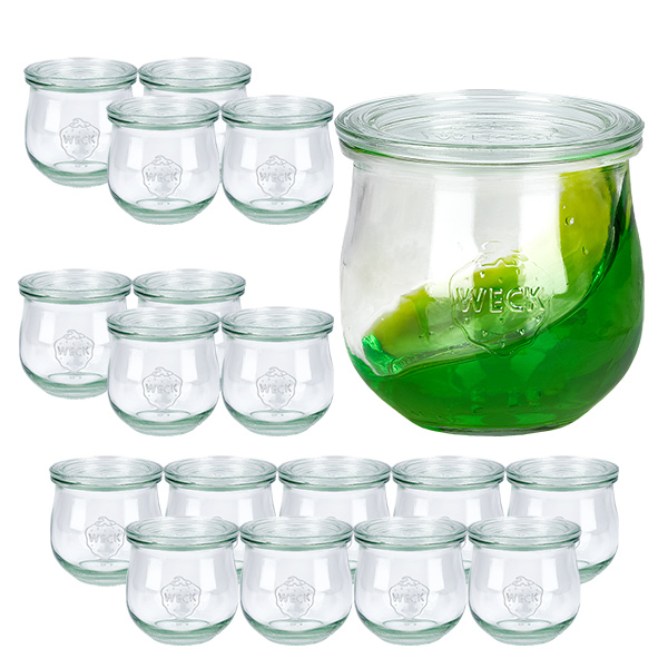 Set med 18 Weck-burkar à 370 ml med 18 glaslock Set med 18 Weck-burkar à 370 ml med 18 glaslock