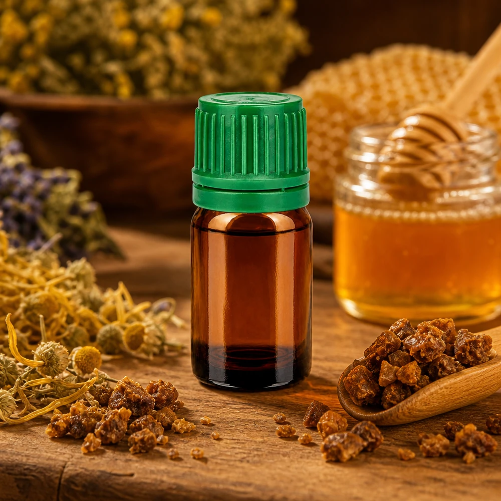 Kompakt 5 ml flaska med grönt säkerhetslock för säker förvaring av naturprodukter