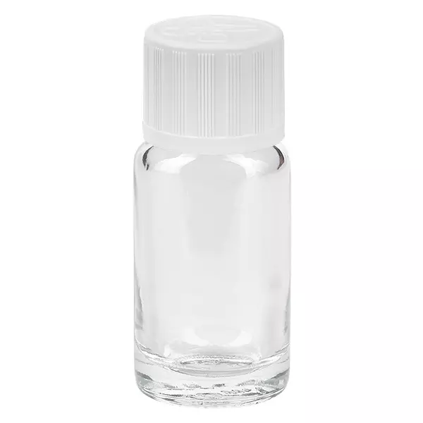 10ml flaska 11mm skruvkork vit standard med sabotageskydd ClearLine UT18/10 10ml flaska 11mm skruvkork vit standard med sabotageskydd ClearLine UT18/10