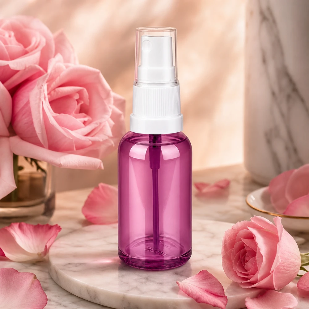 30ml sprayflaska vit/transparent Standard PurpleLine UT18/30 Liten 30 ml sprayflaska med vit atomiserare, perfekt för rosenvatten och ansiktsspray