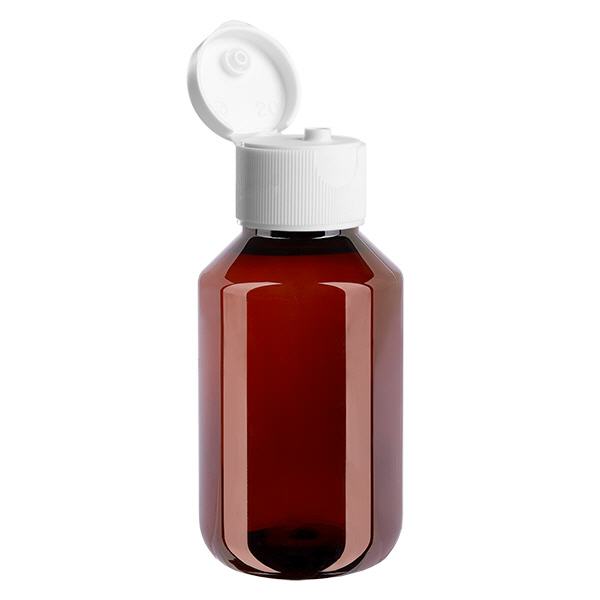 PET-flaska 100ml med vitt flip-top lock PET-flaska 100ml med vitt flip-top lock