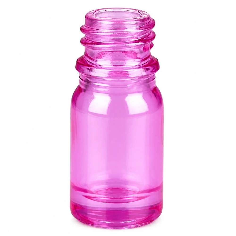 Liten violett plastflaska 5ml med skruvgänga UT18/5 för nässprayer och droppar
