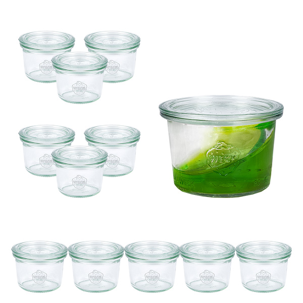 Set med 12 Weck-glasburkar, 80 ml, med 12 glaslock