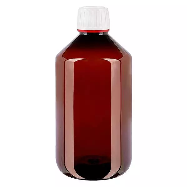 PET-flaska 500ml med vitt säkerhetslock, finräfflad PET-flaska 500ml med vitt säkerhetslock, finräfflad