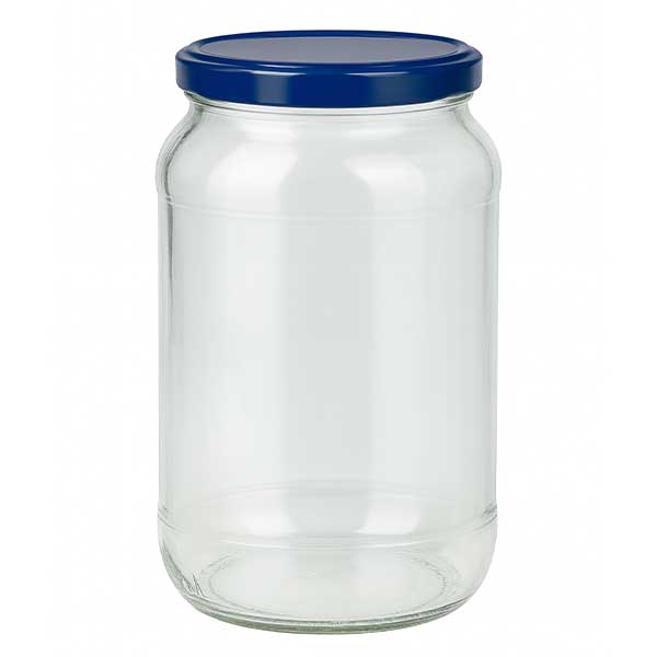 1062ml rund burk + BasicSeal lock blå UNiTWIST