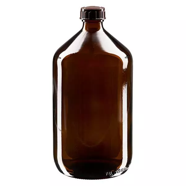 1000ml medicinflaska brun, med lock brun ApoGlas
