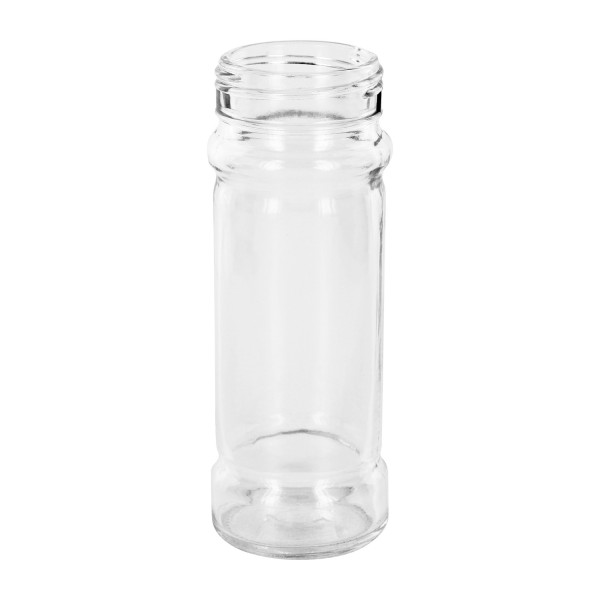 Salt- och kryddburk Mary 100ml, gänga 41mm klarglas Kryddburk Mary i klart glas, 100 ml, med 41 mm gänga, för salt och kryddor
