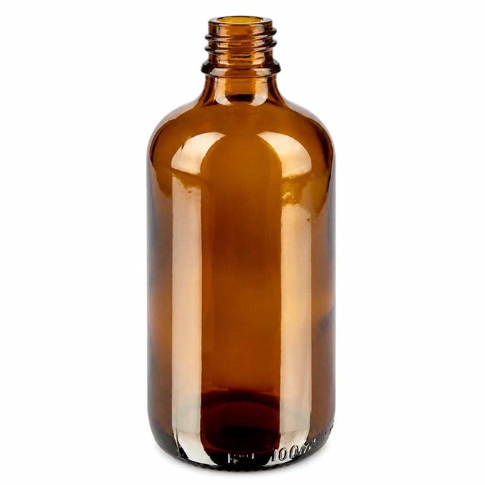 100ml flaska 11mm skruvkork röd med manipulationsskydd BrownLine UT18/100 Brun glasflaska 100 ml med 11 mm gänga - perfekt för eteriska oljor och tinkturer