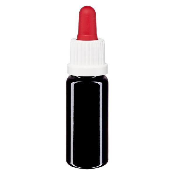 Apoteksflaska violett 10 ml pipett vit/röd med säkerhetsförslutning Apoteksflaska violett 10 ml pipett vit/röd med säkerhetsförslutning