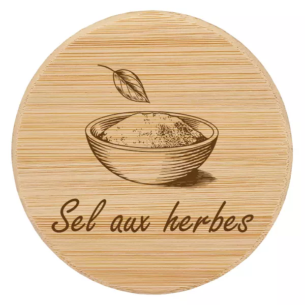 Couvercle en bois "Sel aux herbes" för WECK RR60 Couvercle en bois "Sel aux herbes" för WECK RR60