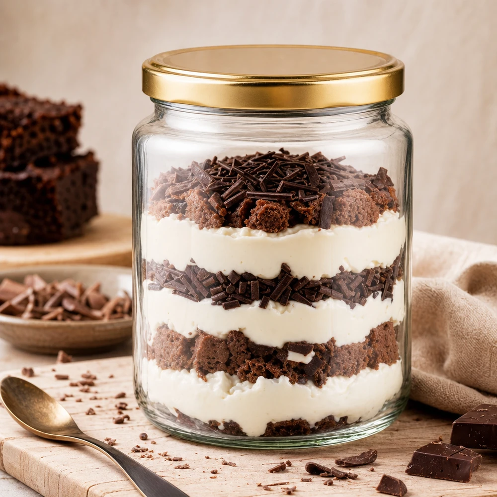 450 g BasicSeal honungsburk som dessertburk för tiramisu skiktade desserter med ett gyllene lock kreativ användning i köket