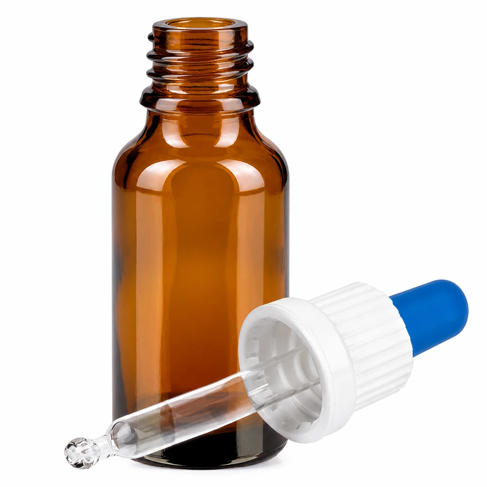 BrownLine pipettflaska 20 ml av bärnstensfärgat glas med UT18/20-gänga för säker förvaring