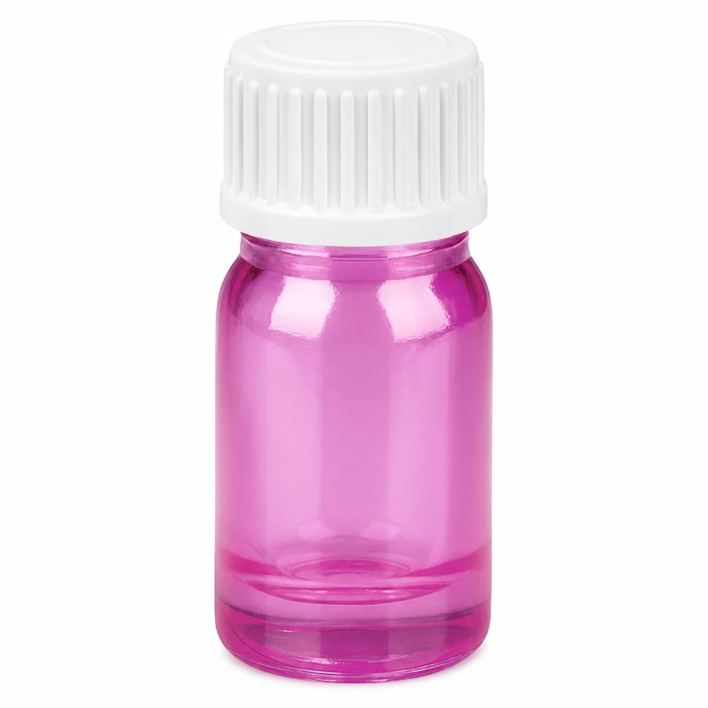 5ml droppflaska 0,9mm vit standard PurpleLine UT18/5 5ml droppflaska lila transparent med vitt skruvlock UT18/5 PurpleLine