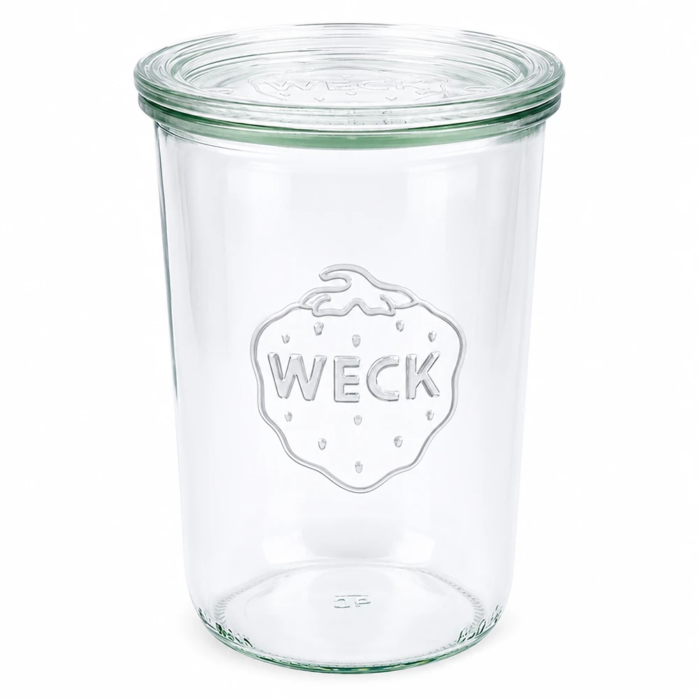 WECK glas 850ml med glaslock RR100 konserveringsburk transparent med WECK-logotyp för konservering