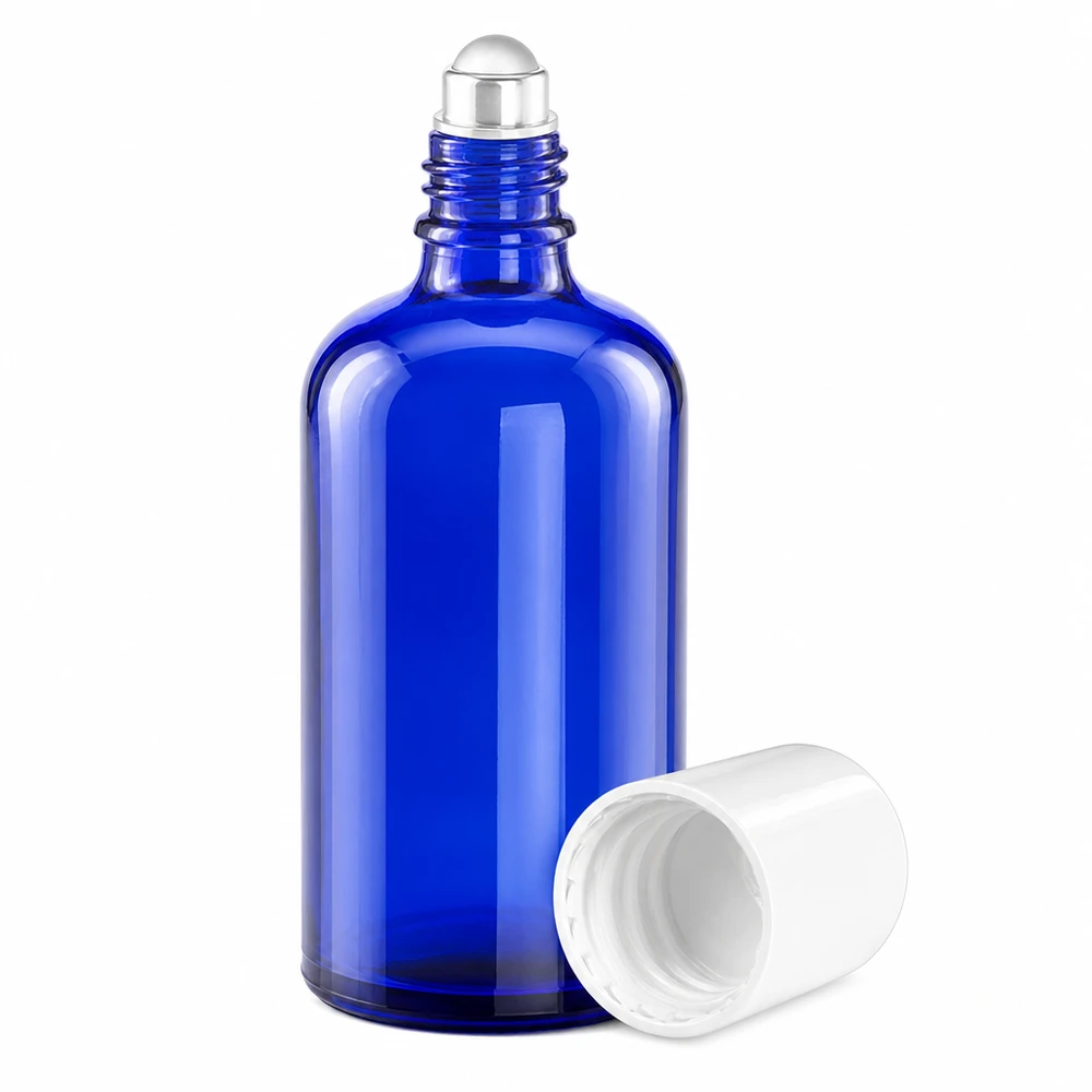 100 ml roll-on-flaska vit med standardkork BlueLine UT18/100