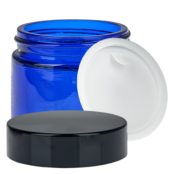 Glasburk 60ml blå med UNiTWIST-insatslock Glasburk 60ml blå med UNiTWIST-insatslock