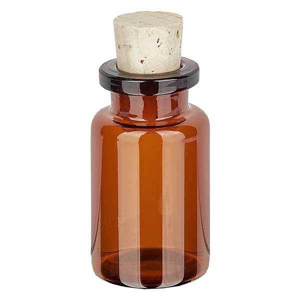 Bärnstensfärgad glasflaska 10ml med kork 11/14mm