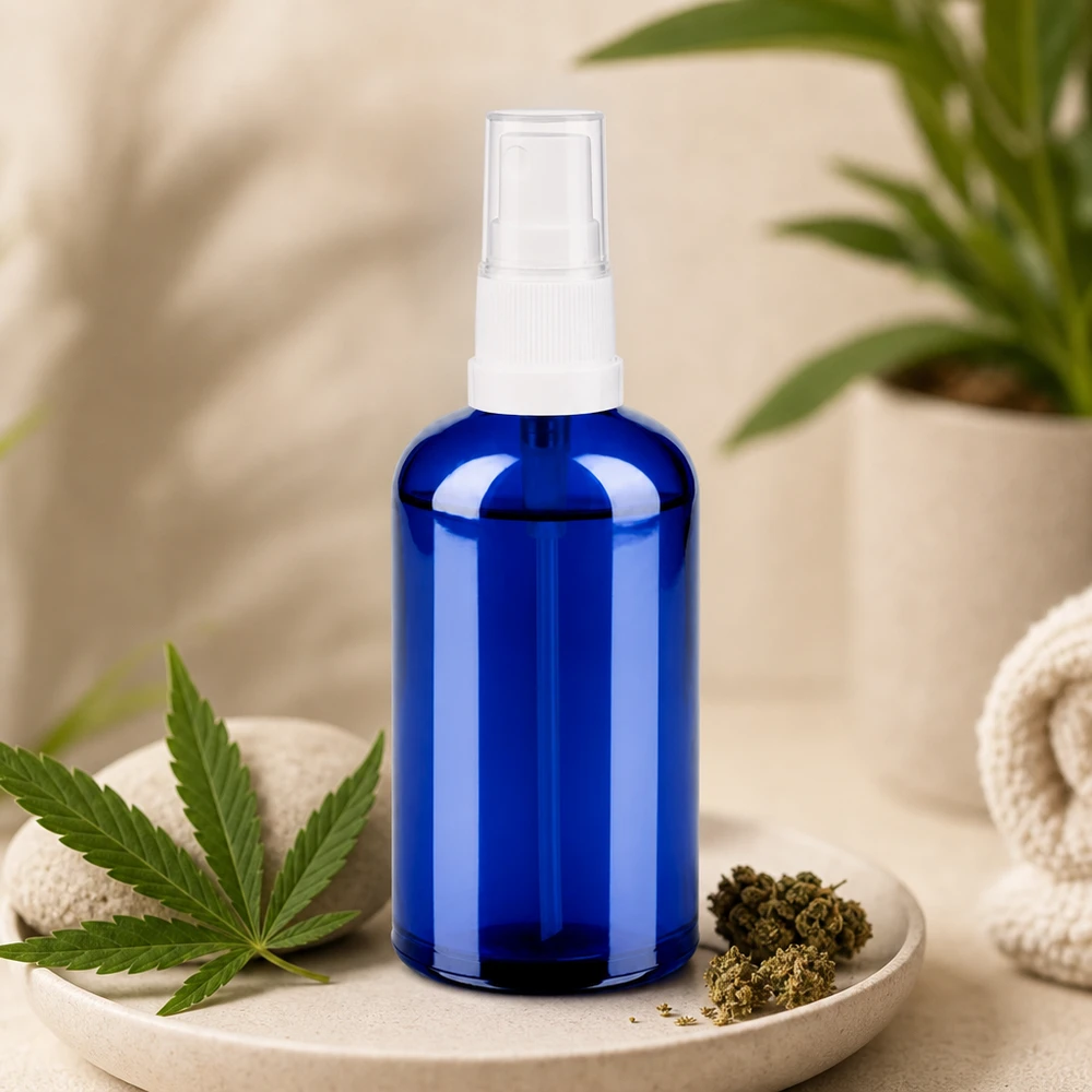 Transparent 100 ml BlueLine sprayflaska med vit förångare för professionella applikationer