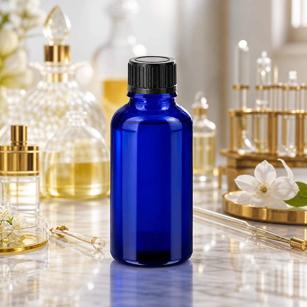 30 ml BlueLine-glasflaska med svart 11 mm skruvlock för professionella applikationer