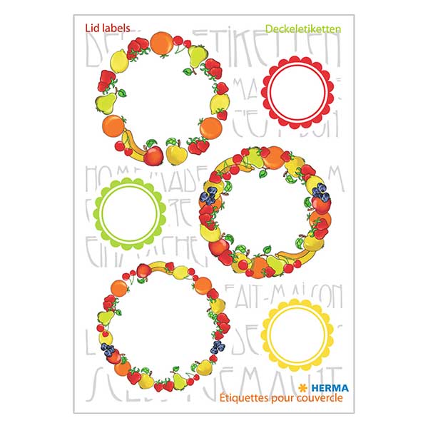 Locketiketter "Frukt" (18 klistermärken) ø24/43mm Locketiketter "Frukt" (18 klistermärken) ø24/43mm
