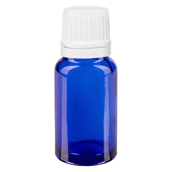 Apoteksflaska blå 10ml skruvkork vit säkerhetsförslutning Apoteksflaska blå 10ml skruvkork vit säkerhetsförslutning