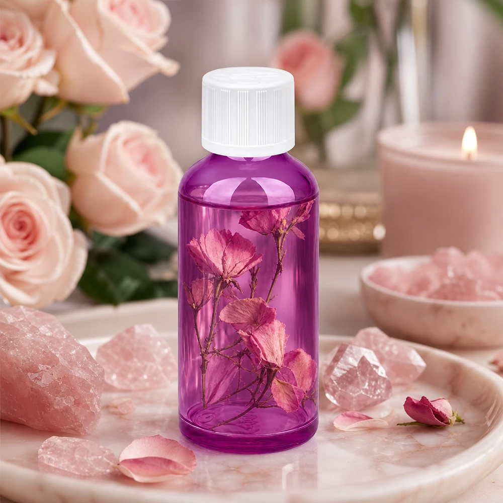 50 ml flaska 11mm skruvkork vit standard barnsäker PurpleLine UT18/50 50 ml apoteksflaska lila transparent med barnsäkert lock för säker förvaring