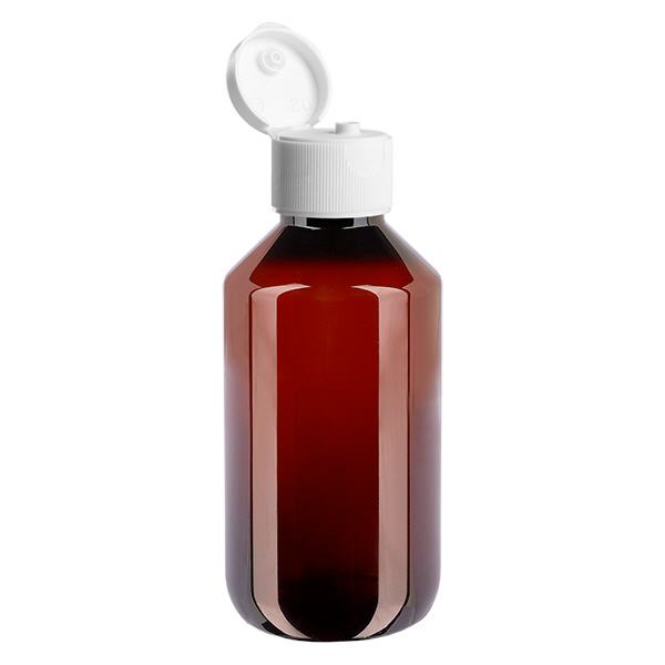 PET-flaska 200ml med vitt flip-top lock PET-flaska 200ml med vitt flip-top lock