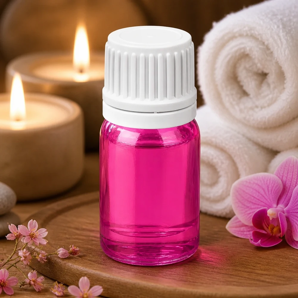 5ml PurpleLine aromaterapiflaska med droppfritt vitt lock för wellness och spa