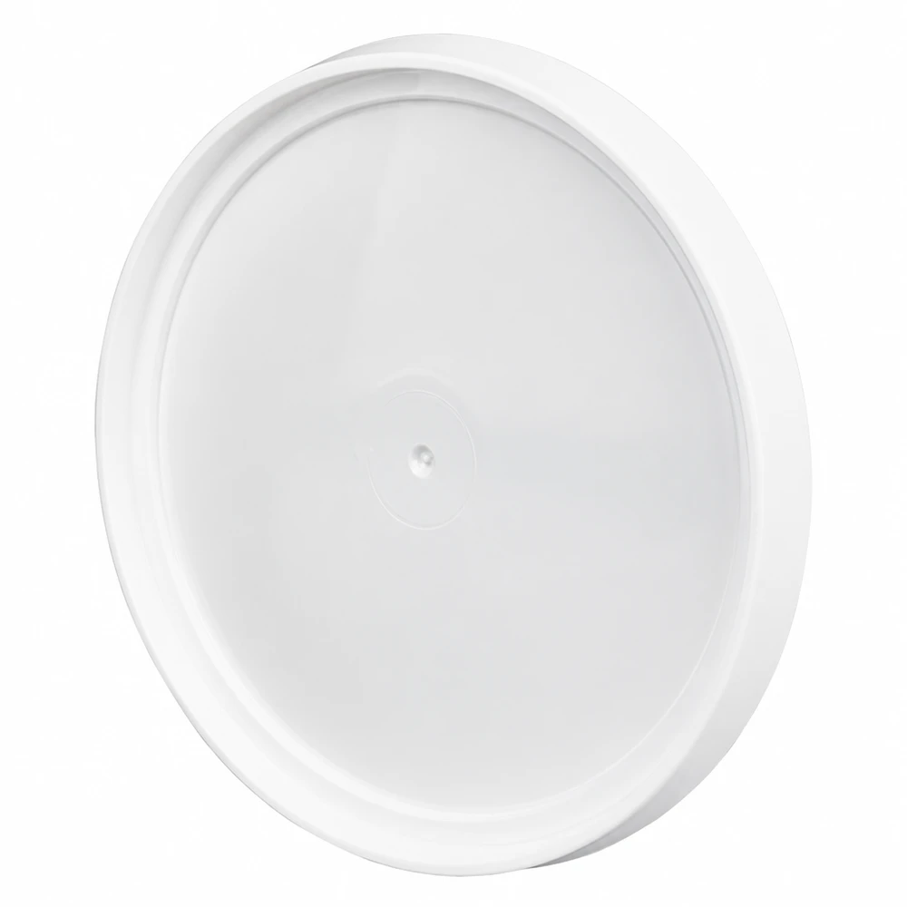 Vitt lock, för 2,5-liters hink av polypropenplast Vitt plastlock till 2,5 liters PP-hink, rund form med kantförslutning
