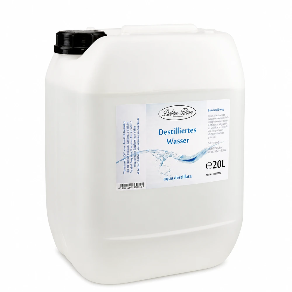 Destillerat vatten 20L Doktor-Klaus 20 liter Doctor Claus destillerat vatten i vit plastdunk med svart lock