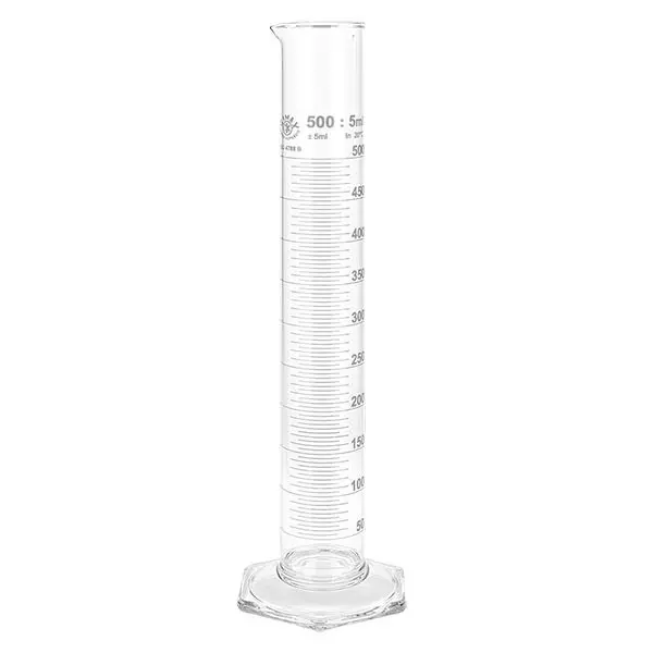 500ml mätcylinder HF tillverkad av glas, vit skala
