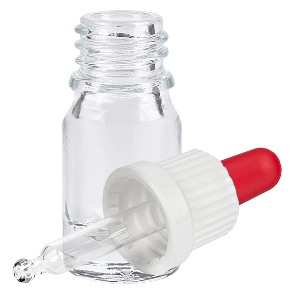 5 ml pipettflaska vit/röd med säkerhetslock ClearLine UT18/5 5 ml pipettflaska vit/röd med säkerhetslock ClearLine UT18/5