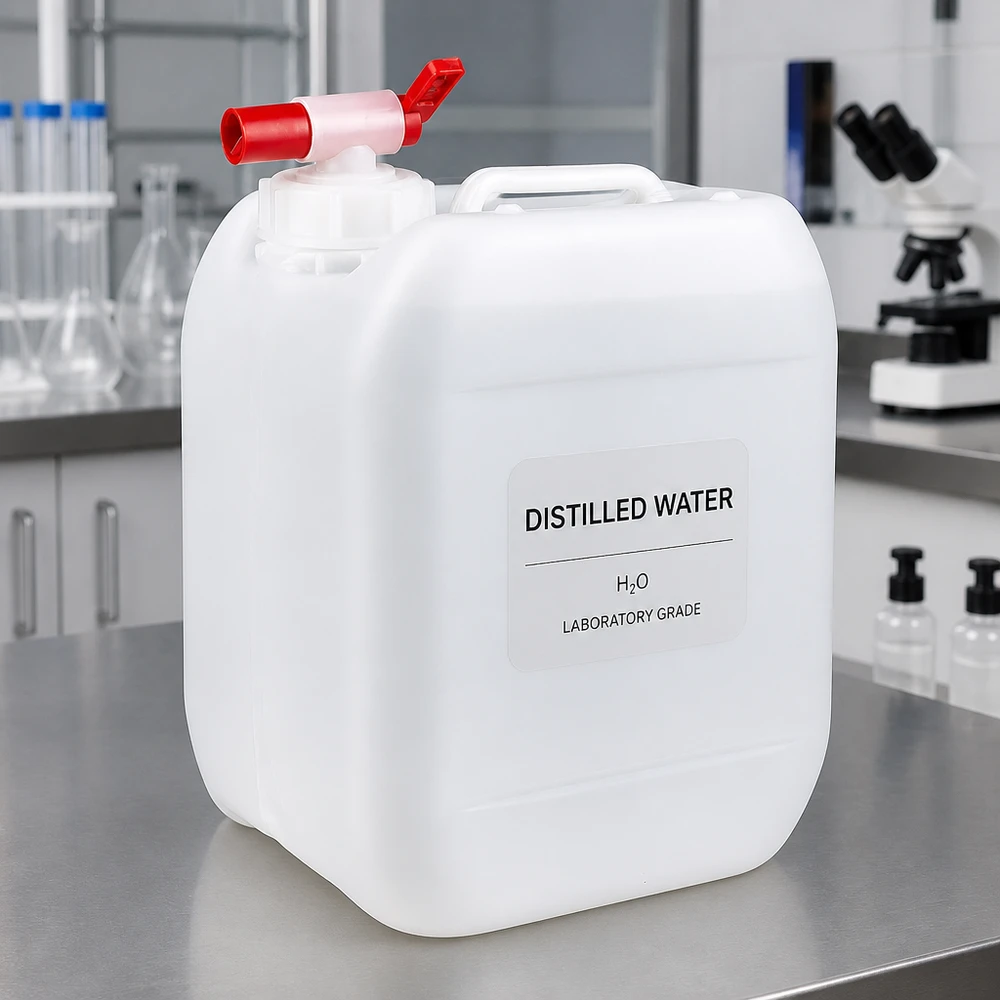 Dunk 5 liter med avtappningskran 5-liters laboratoriekanister med destillerat vatten, märkning och praktisk tappkran