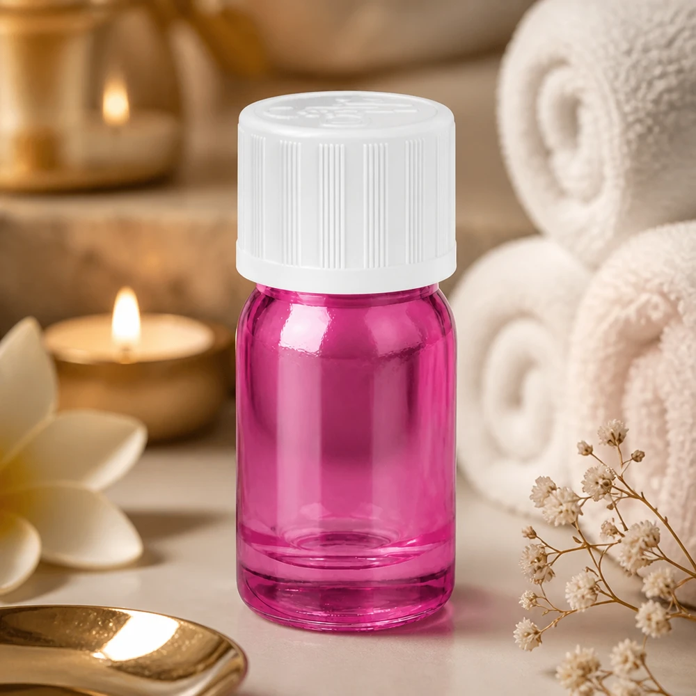 5ml droppflaska 1,2mm vit standard barnsäker PurpleLine. UT18/5 Högkvalitativ 5 ml glasflaska med droppsats i elegant violett för aromaterapi och wellness