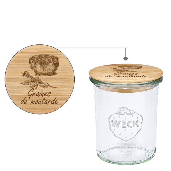 Trälock Graines de moutarde med WECK-glas