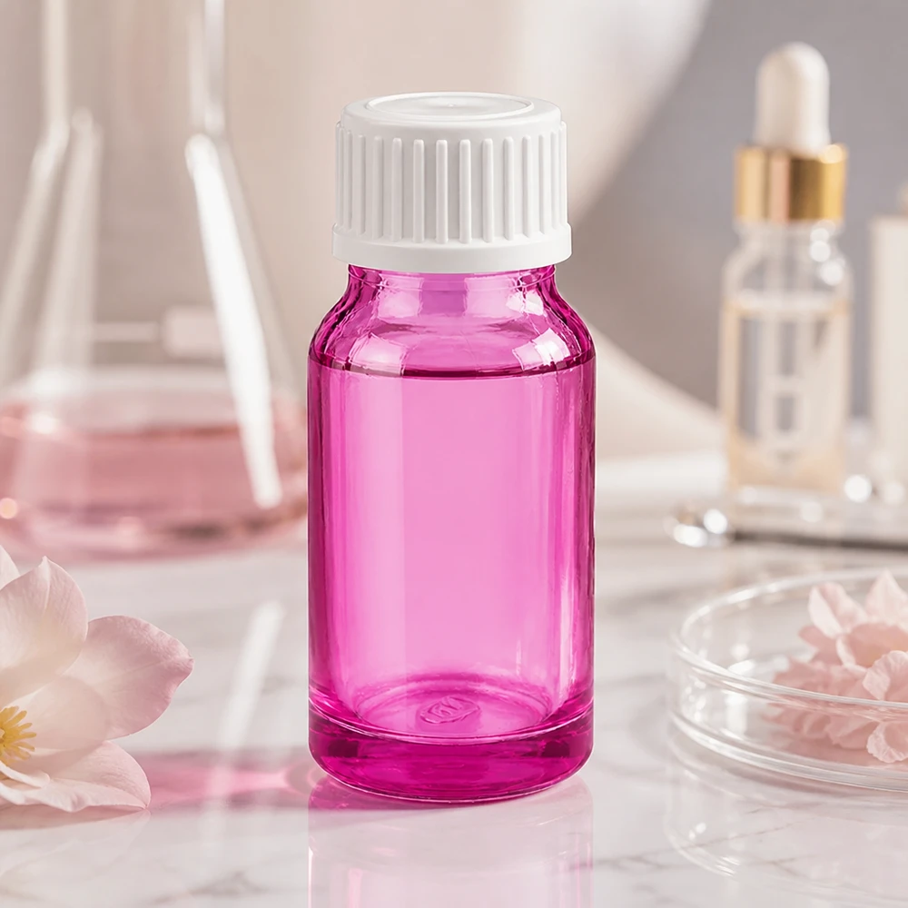 Droppflaska i violett glas av hög kvalitet, 10 ml, med exakt 0,9 mm droppsystem för kosmetika