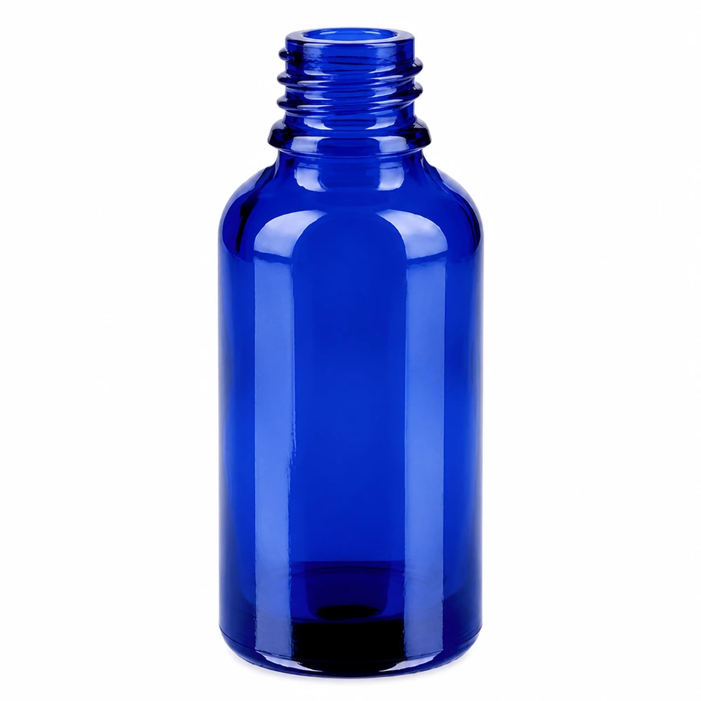 30ml flaska 11mm skruvkork röd sabotagesäker kapsyl BlueLine UT18/30 Blå 30 ml droppflaska av glas med 11 mm gänga för exakt dosering av vätskor