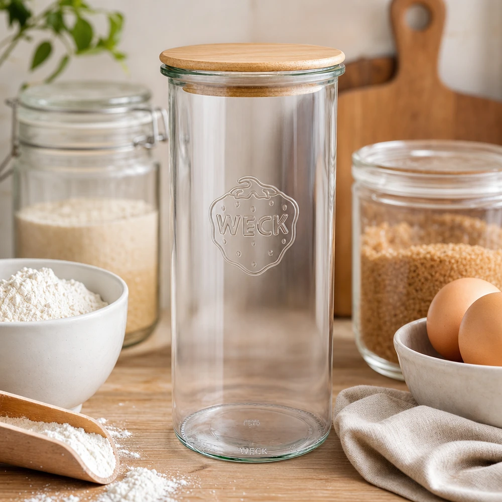 WECK RR100 1500 ml murarburk med trälock för mjöl flingor bakning köksdekoration skandinavisk stil